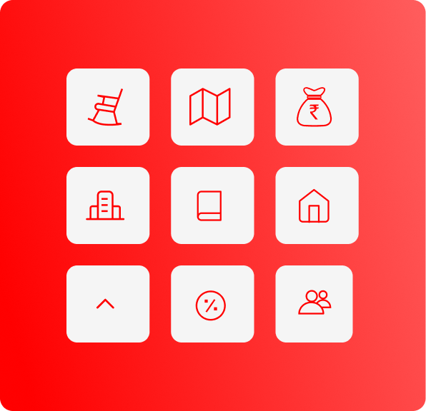 Kotak Life icon set featuring retirement, navigation, savings, building, policy, home, growth, discounts, and customer icons.