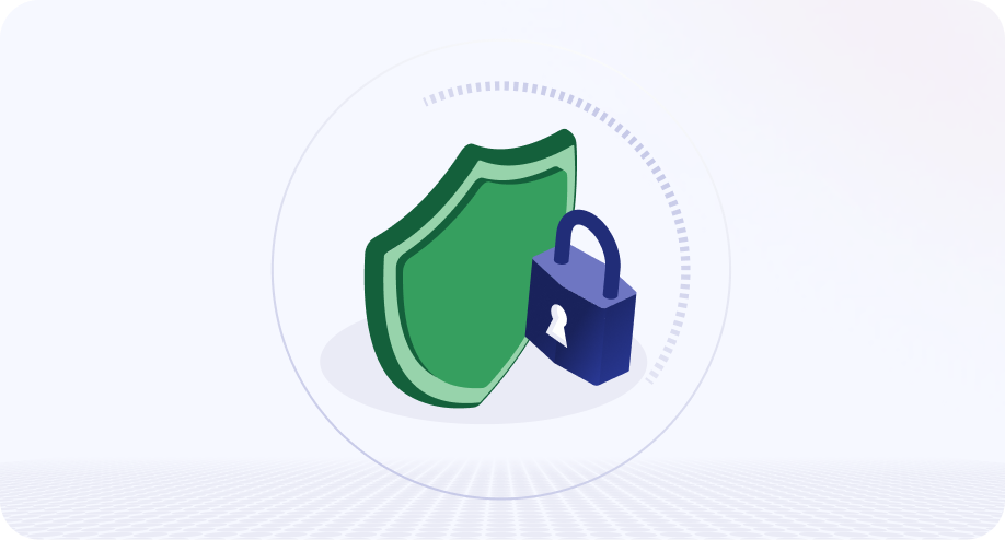 SpicePay digital payments experience highlighting secure transactions and financial protection with a shield and lock illustration